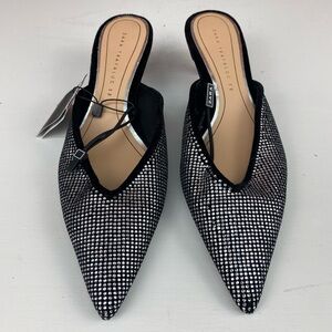 Zara Women's Black and Silver‎ Mules Size 7.5